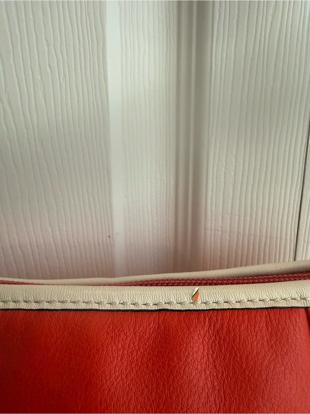 COACH Coral and Cream Leather Shoulder Bag with Silver Hardware - Picture 8 of 9